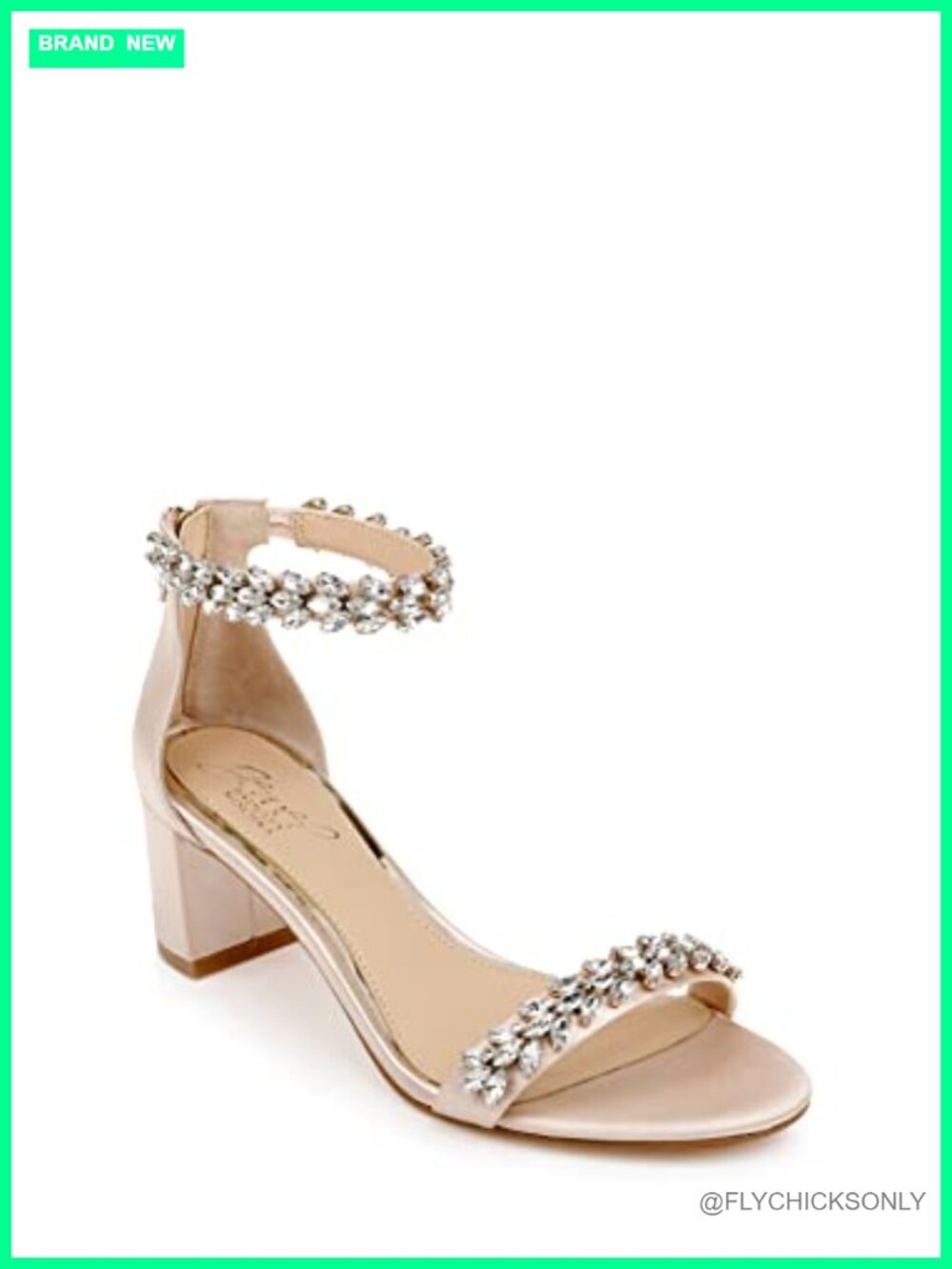 Embellished Evening Heeled Sandal with Rhinestones & Ankle Strap